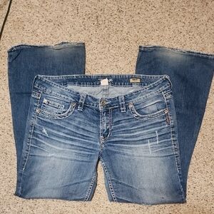 Silver Eden Flare 34/31 Women's Blue Jeans